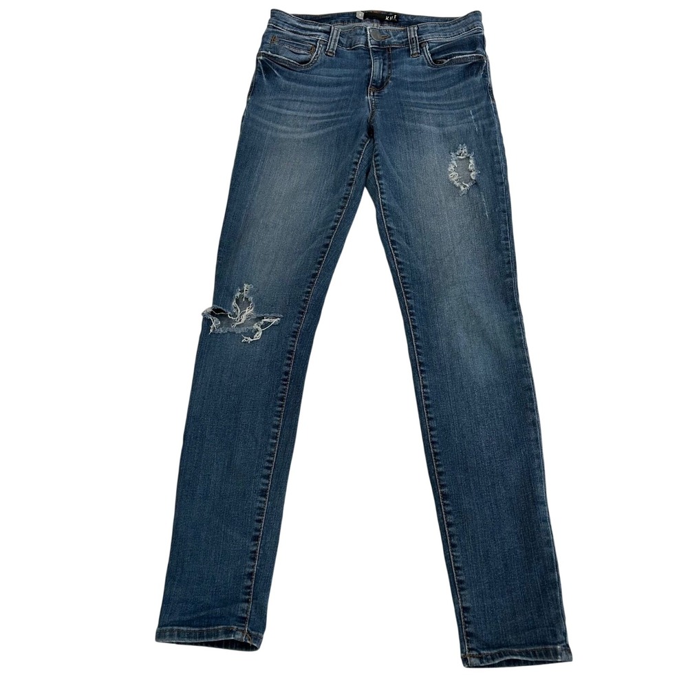 KUT from the Kloth Distressed Raw Hem Jeans 27x30‎ Mid Rise Skinny